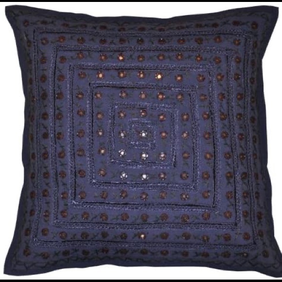 New Navy Blue Boho Embroidered covers (Set of 2) - Picture 4 of 15